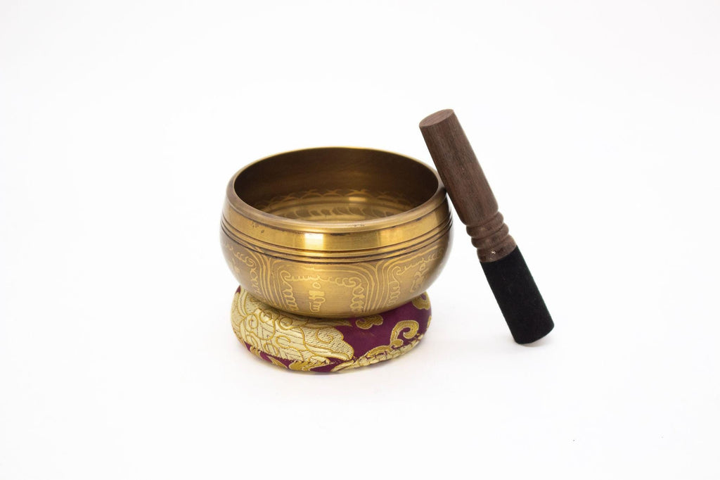 Hand Hammered Tibetan Singing Bowl Set – 4 inch Meditation Bowl, Mallet & Cushion The Nada Yoga