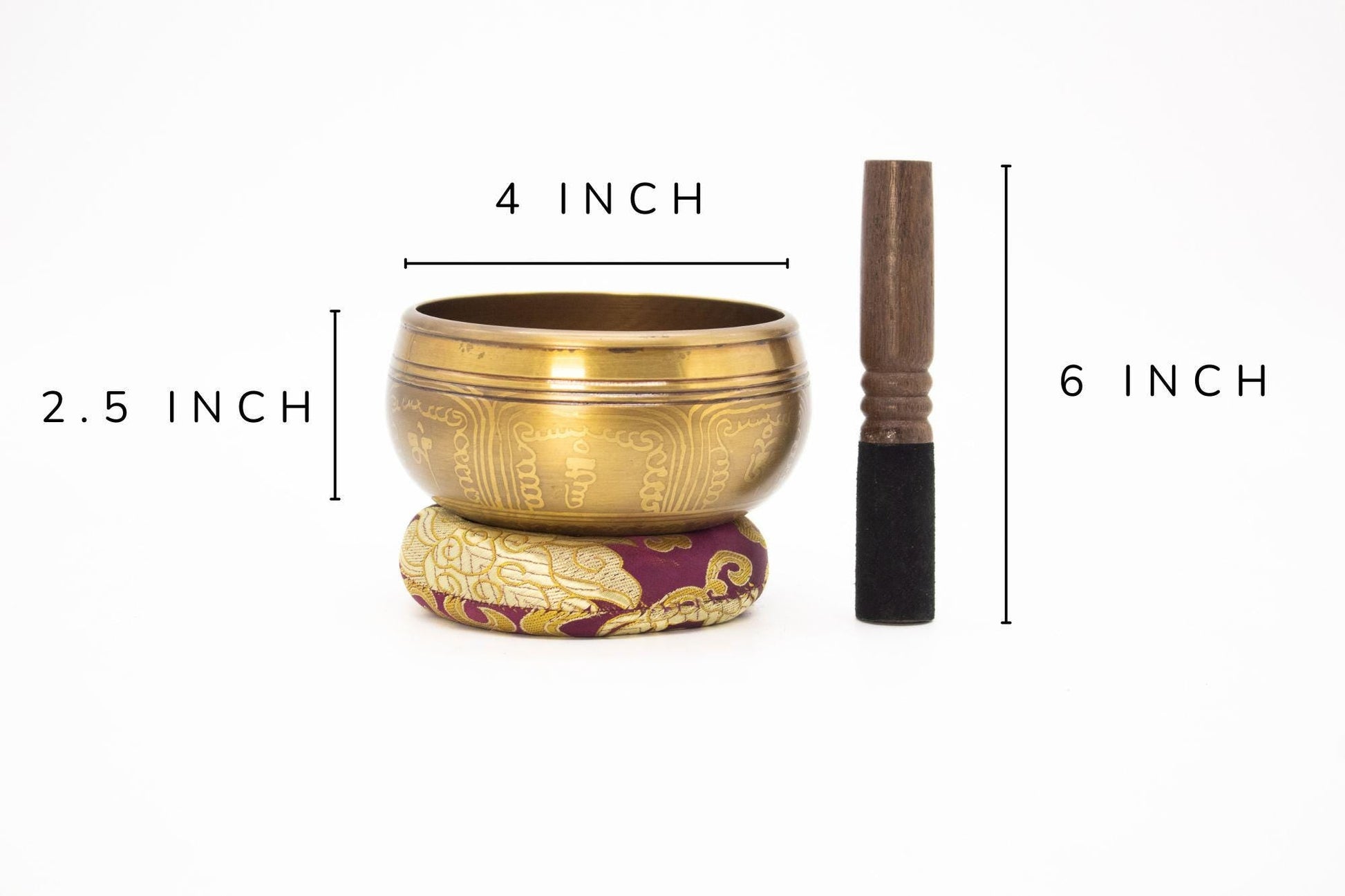 Hand Hammered Tibetan Singing Bowl Set – 4 inch Meditation Bowl, Mallet & Cushion The Nada Yoga