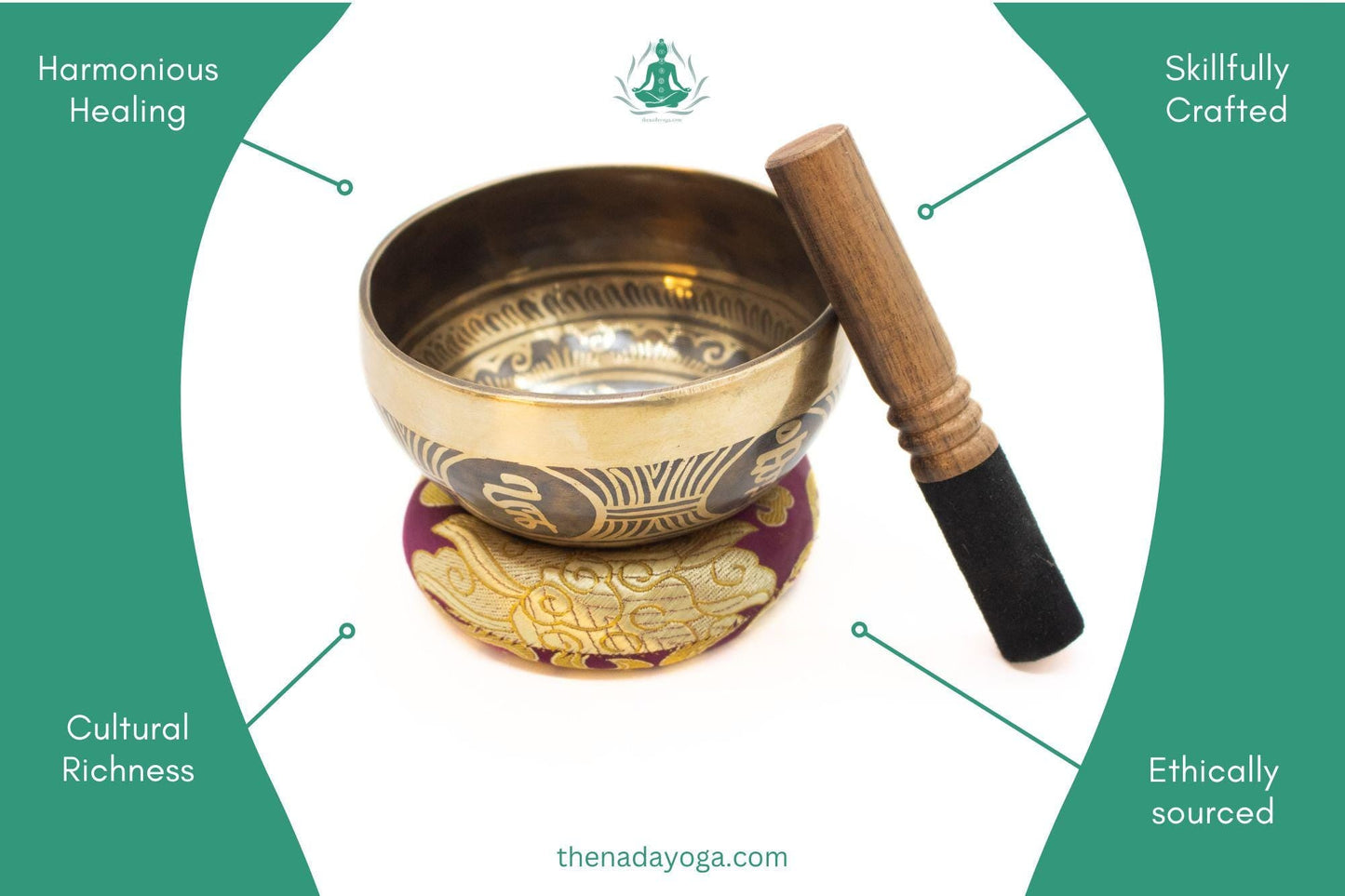 Hand Hammered Tibetan Singing Bowl Set: Meditation, Yoga & Healing The Nada Yoga