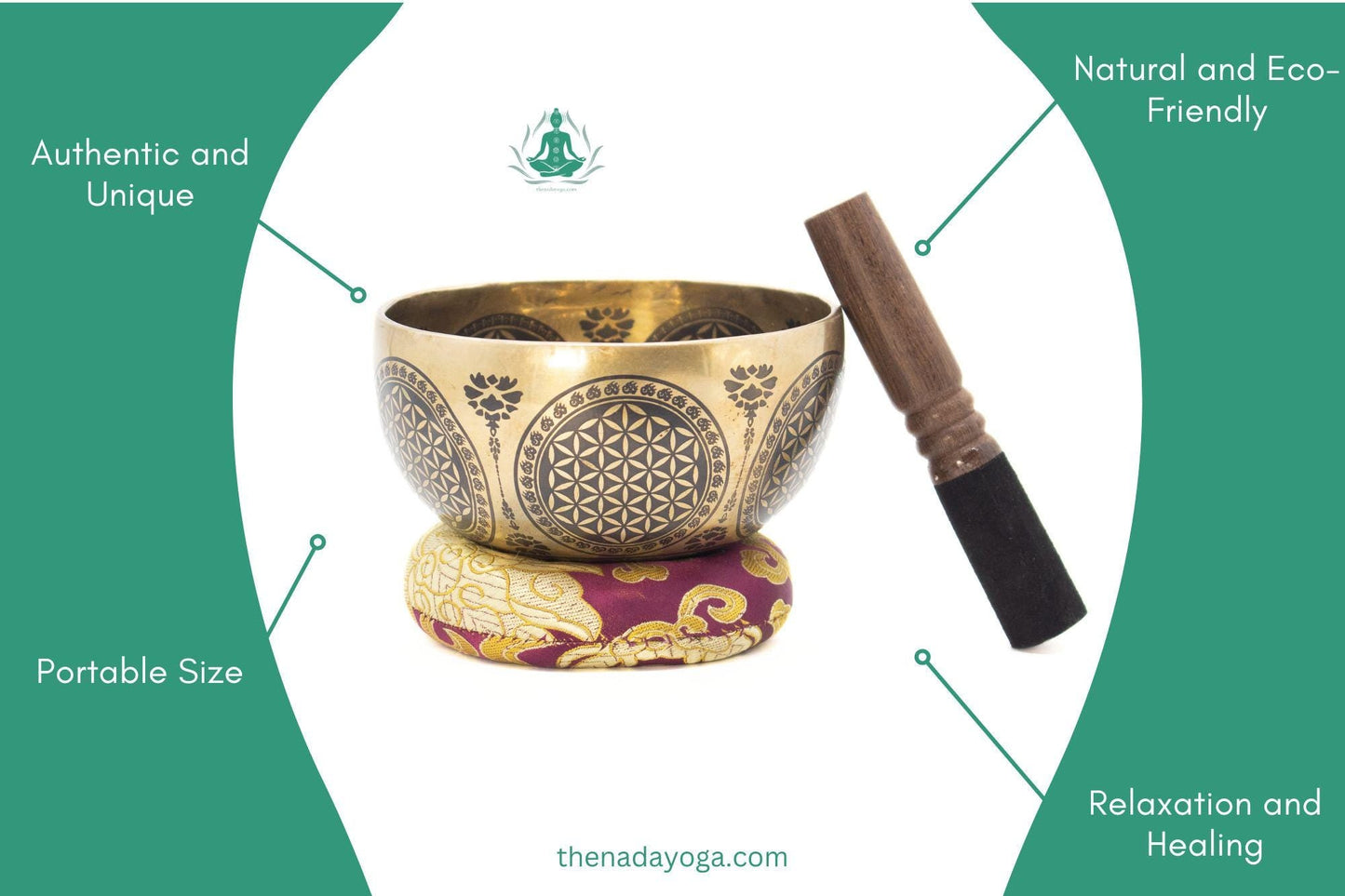 Handmade Tibetan Singing Bowl Set – Bronze Chime for Meditation The Nada Yoga