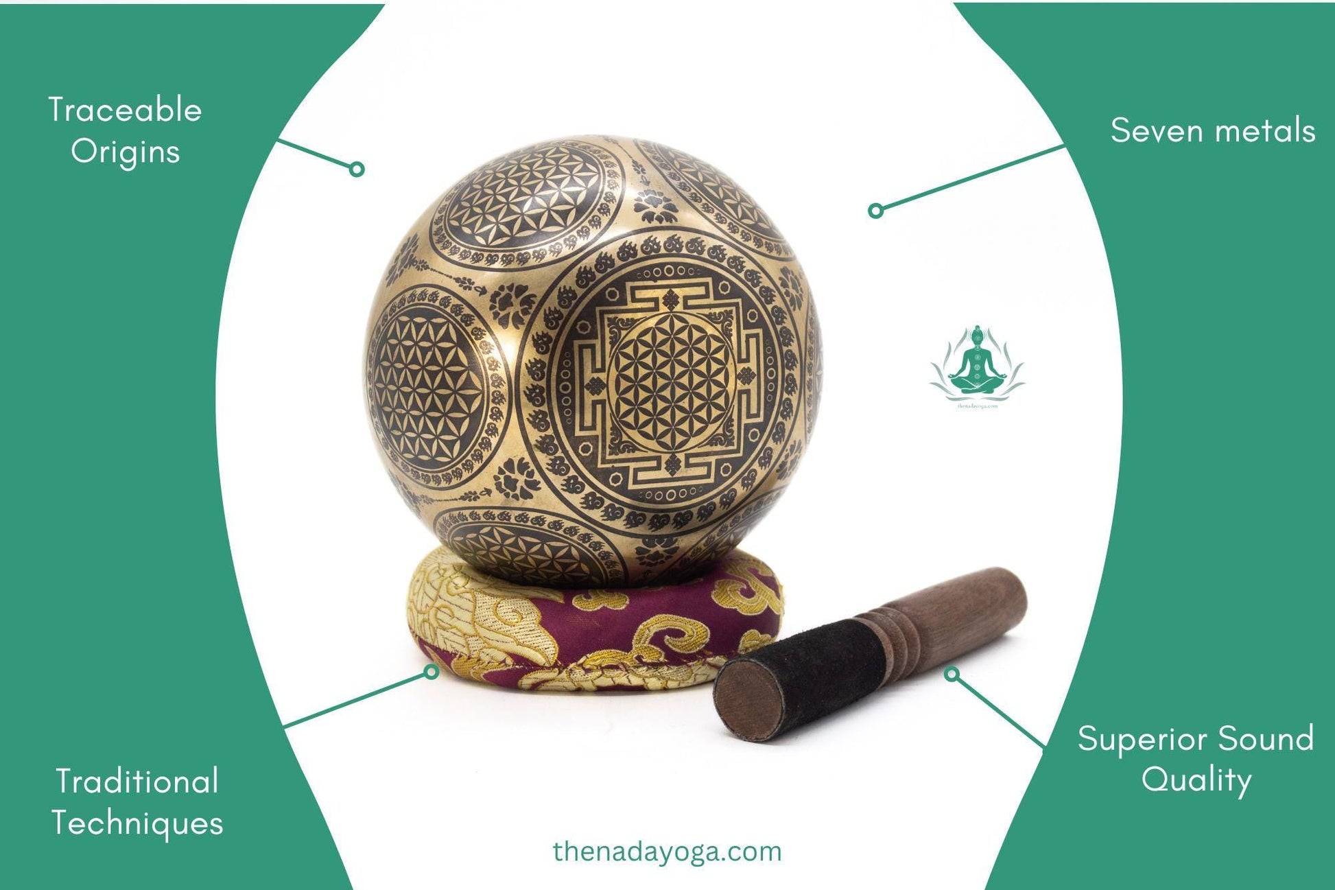 Handmade Tibetan Singing Bowl Set – Bronze Chime for Meditation The Nada Yoga