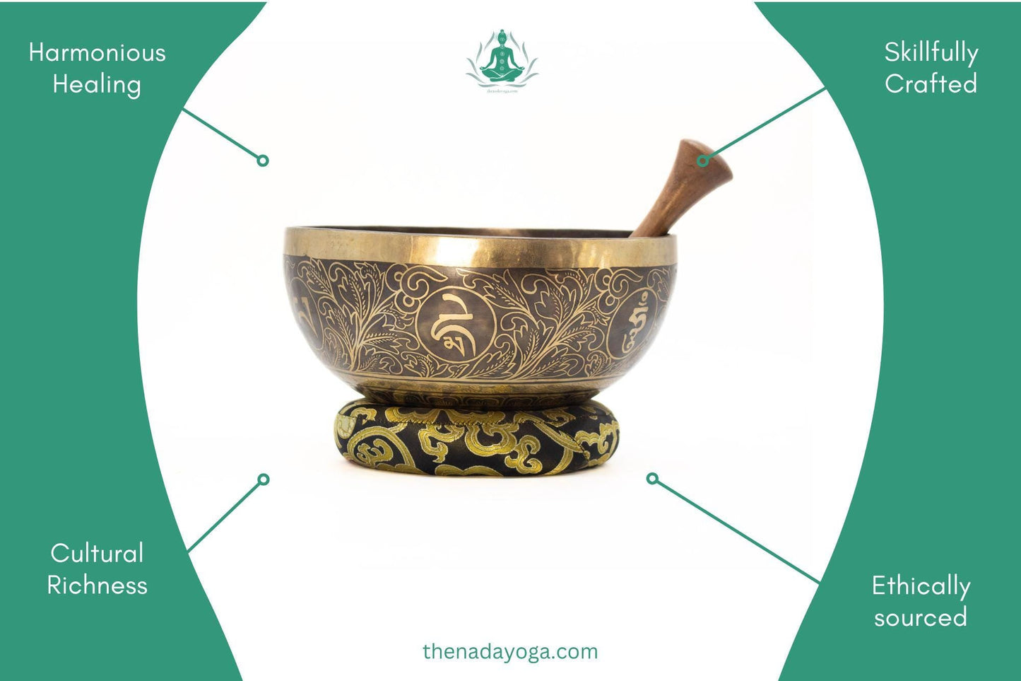 Hand-Hammered Tibetan Singing Bowl Set – 4 inch Nepal Sound Bowl for Meditation The Nada Yoga