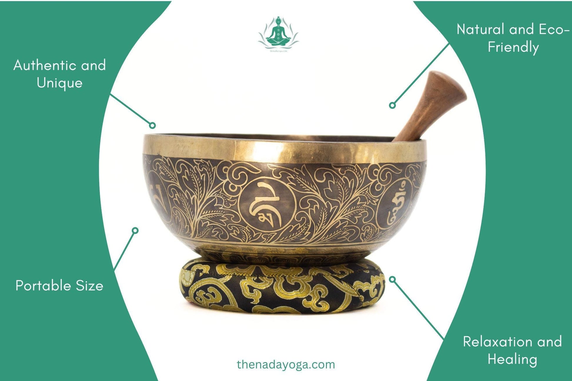 Hand-Hammered Tibetan Singing Bowl Set – 4 inch Nepal Sound Bowl for Meditation The Nada Yoga