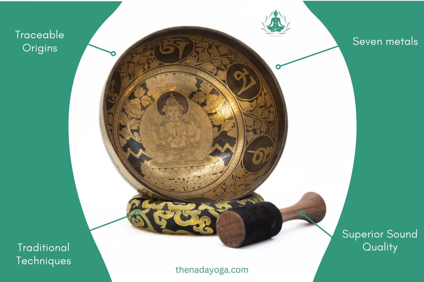 Hand-Hammered Tibetan Singing Bowl Set – 4 inch Nepal Sound Bowl for Meditation The Nada Yoga