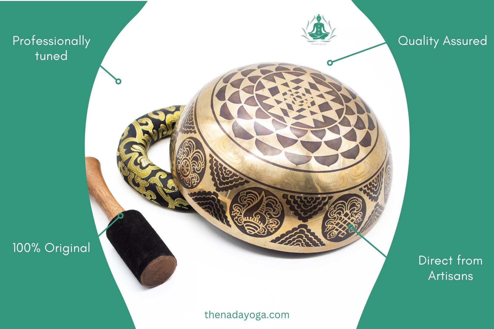 Hand-Hammered Tibetan Singing Bowl Set – Nepal, Yoga Meditation The Nada Yoga