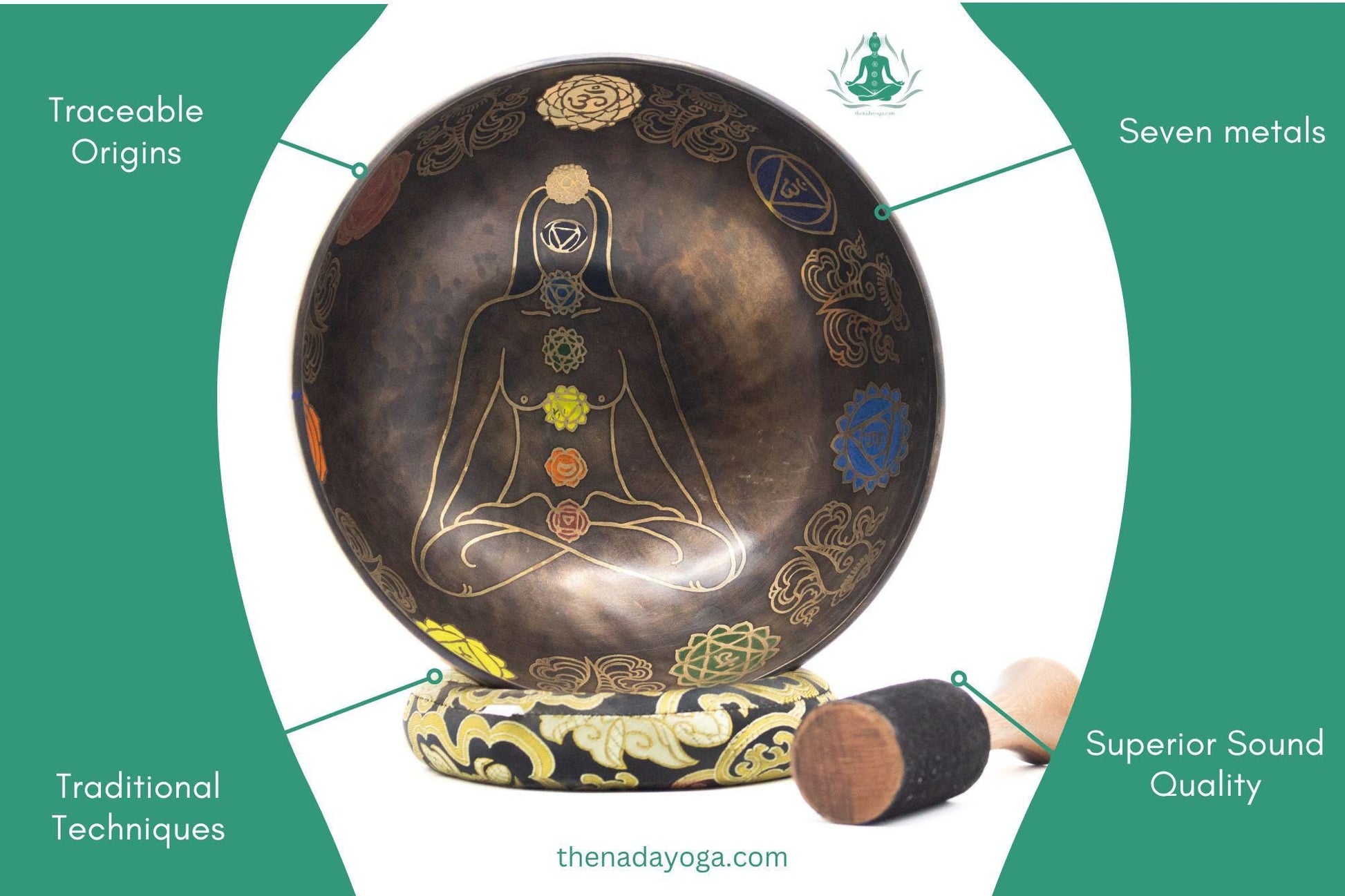 Hand-Hammered Tibetan Singing Bowl Set – Nepal, Yoga Meditation The Nada Yoga
