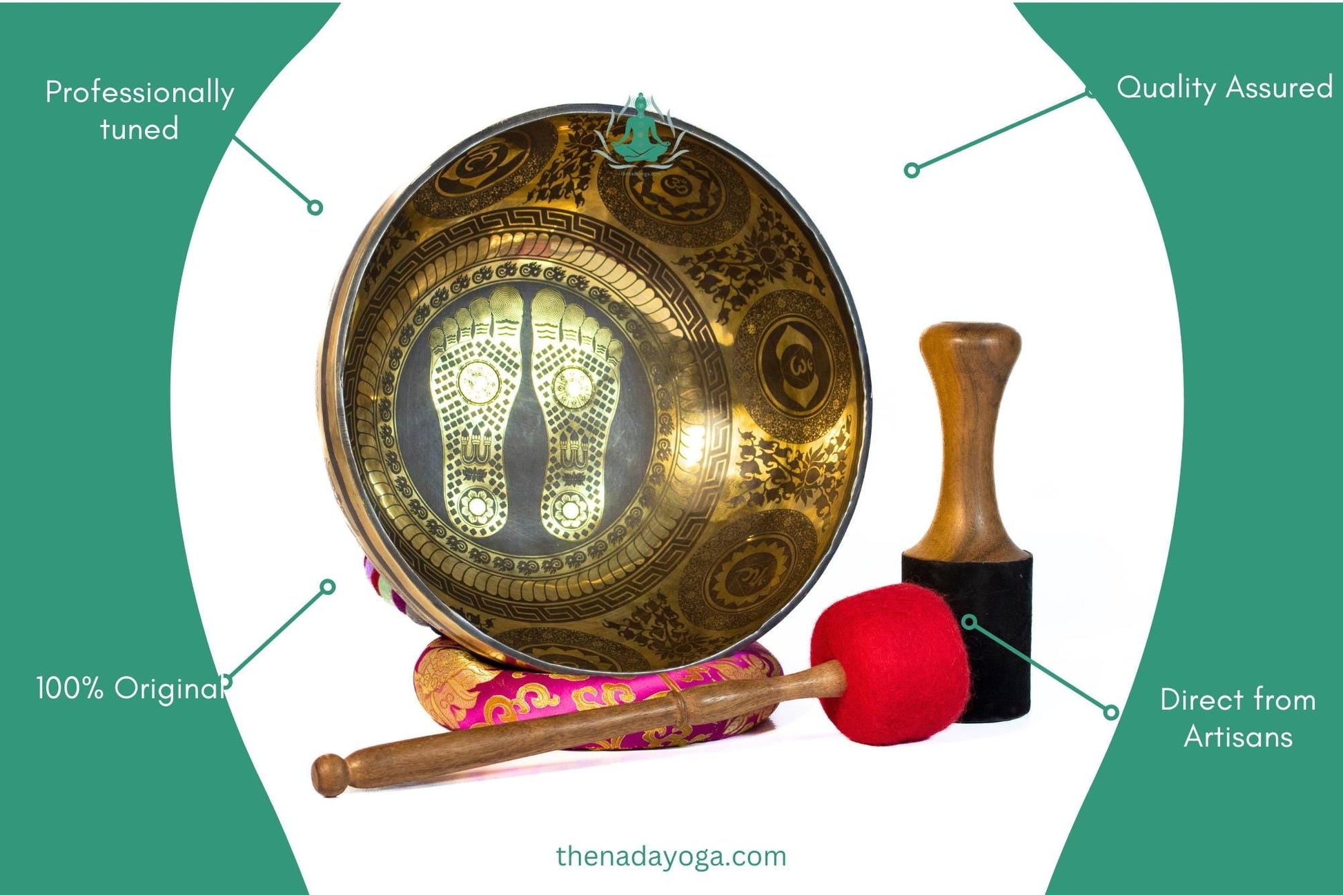 Handcrafted Buddha Feet Singing Bowl – Meditation, Sound Healing The Nada Yoga