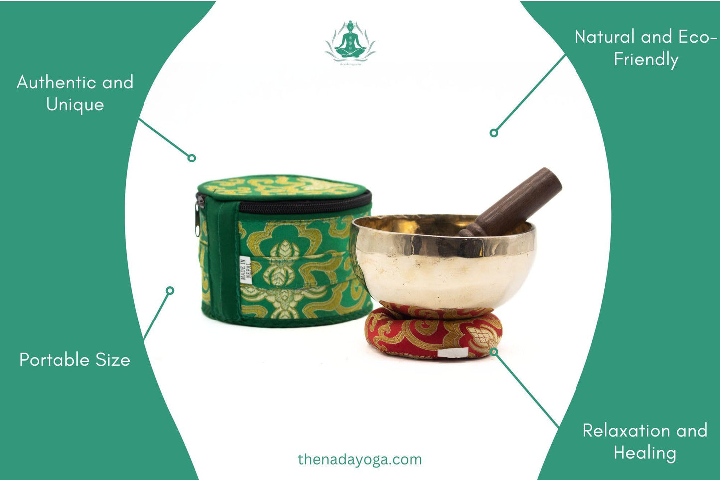 Handmade Tibetan Singing Bowl Set – 4-inch Bronze Sound Bowl The Nada Yoga