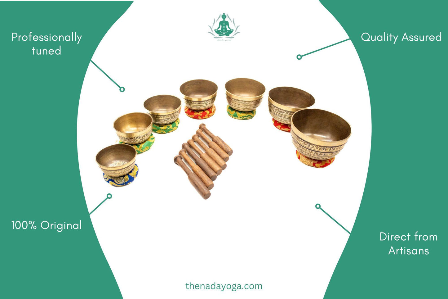 Handmade 7 Chakra Singing Bowl Set – Tibetan Sound Healing The Nada Yoga