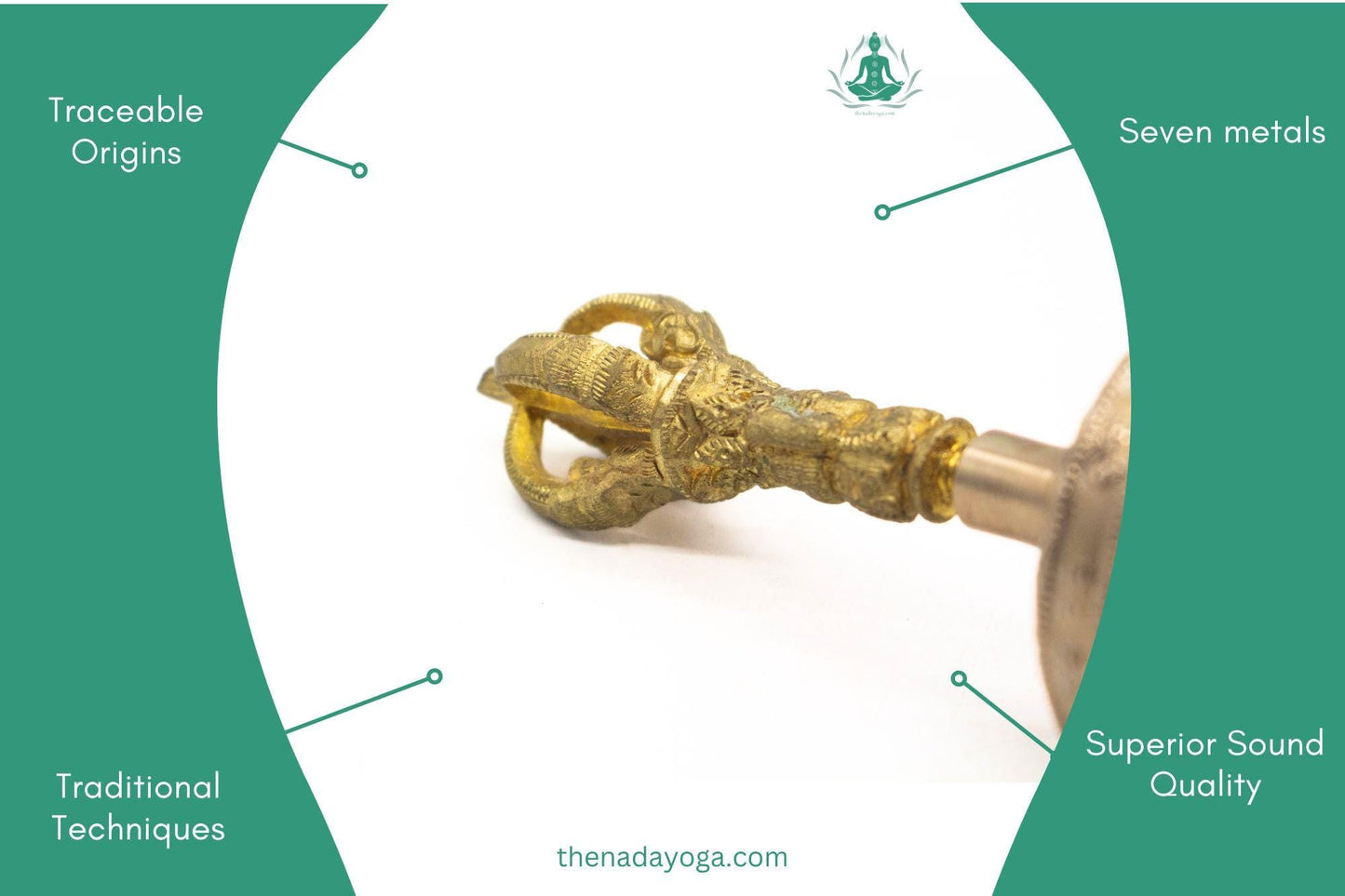 Tibetan Bell– Handmade 7 Metal Buddhist Ritual Bell for Meditation, Sound Healing & Ceremonies The Nada Yoga