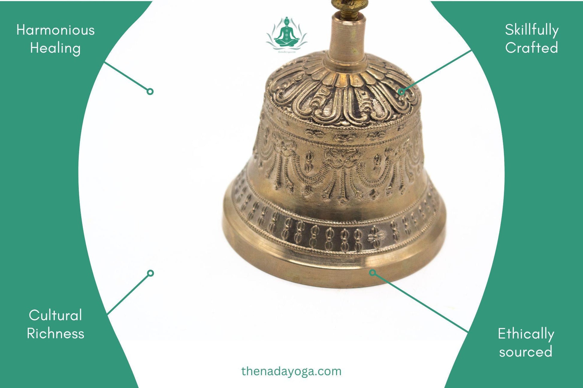 Tibetan Bell– Handmade 7 Metal Buddhist Ritual Bell for Meditation, Sound Healing & Ceremonies The Nada Yoga