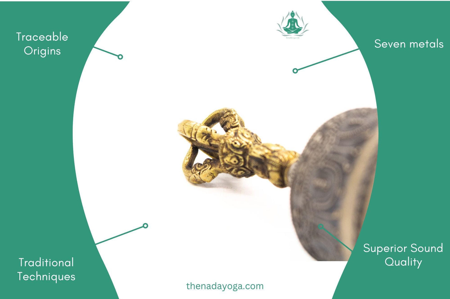 Handmade Tibetan Black Bell – 7-Metal Buddhist Ritual Bell for Meditation, Sound Healing & Ceremonies The Nada Yoga