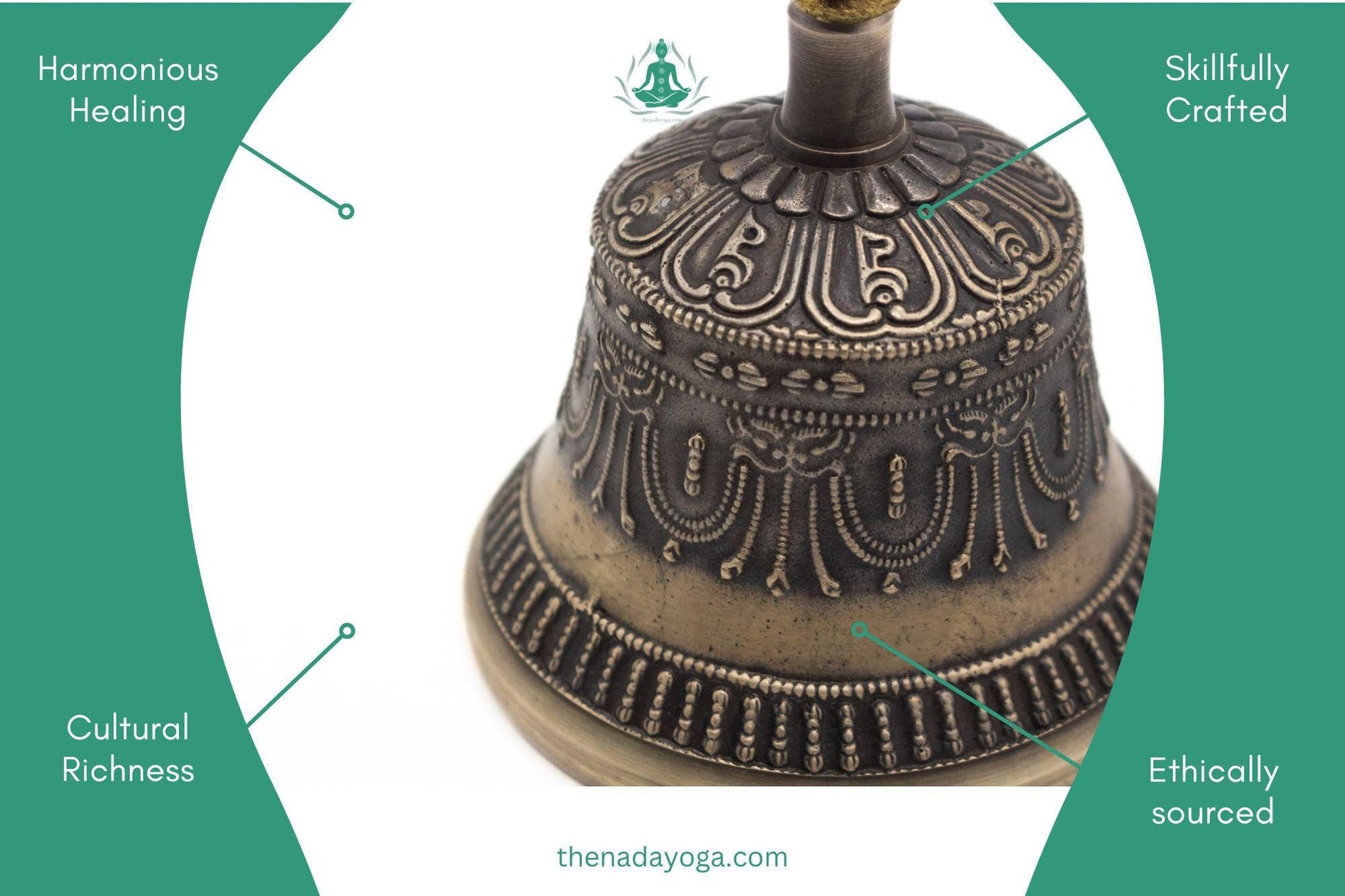 Handmade Tibetan Black Bell – 7-Metal Buddhist Ritual Bell for Meditation, Sound Healing & Ceremonies The Nada Yoga