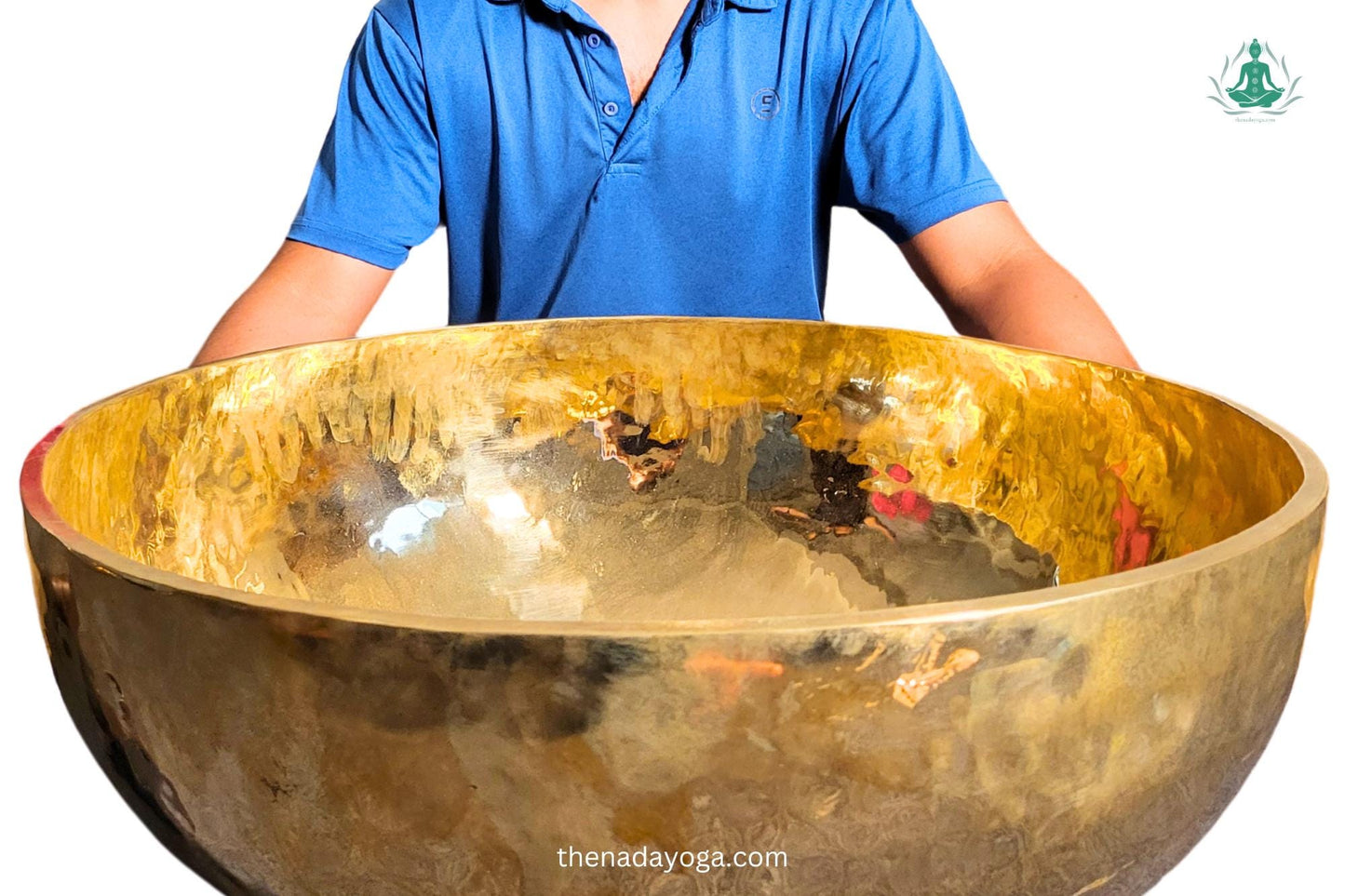 Large Polished Singing Bowl – Hand-Hammered Golden Sound Bowl from Nepal | Nadayoga The Nada Yoga