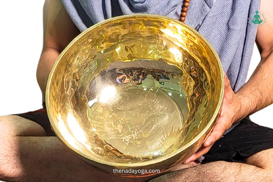 Large Polished Singing Bowl – Hand-Hammered Golden Sound Bowl from Nepal | Nadayoga The Nada Yoga