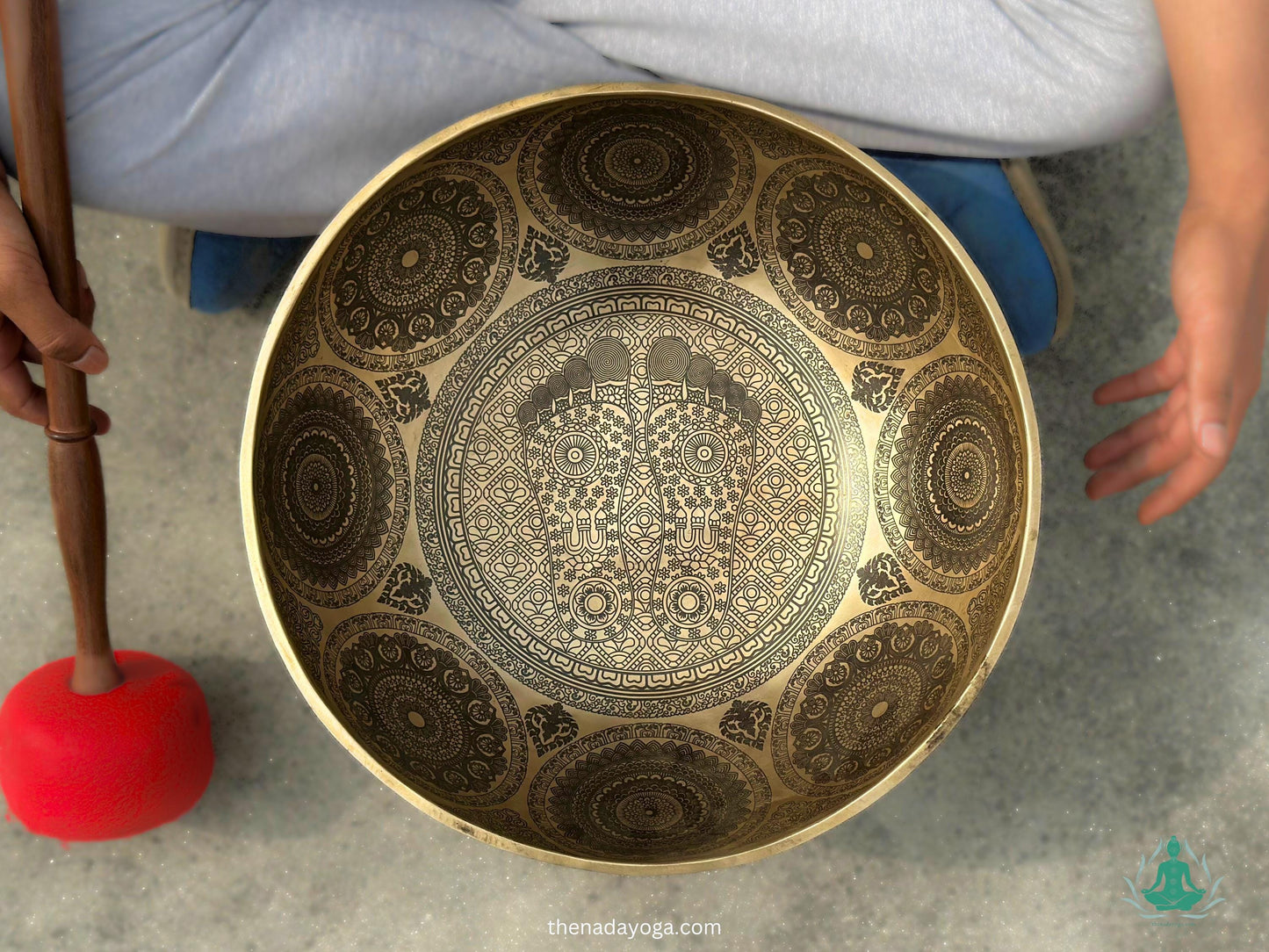 Large Handmade Tibetan Singing Bowl: Buddha Feet Sound Healing, Made in Nepal The Nada Yoga
