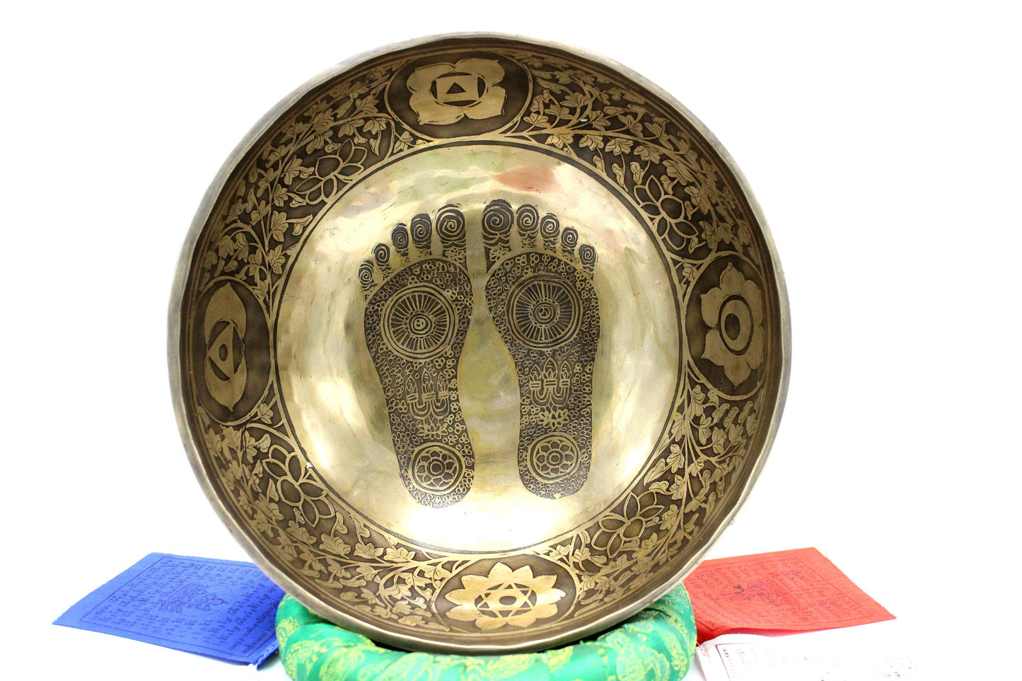 16 inch Buddha Foot Tibetan Singing Bowl: Handmade Meditation Bowl