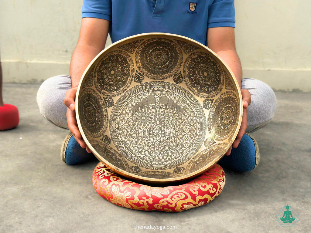 Large Handmade Tibetan Singing Bowl: Buddha Feet Sound Healing, Made in Nepal The Nada Yoga