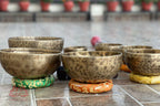 Tiger Eye Tibetan Singing Bowl Set: 7 Chakra Tuned, Handcrafted in Nepal