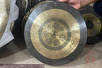 Hand-Etched Tibetan Bronze Gong: Sacred Mandala Designs, Made in Nepal