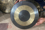 Hand-Etched Tibetan Bronze Gong: Sacred Mandala Designs, Made in Nepal
