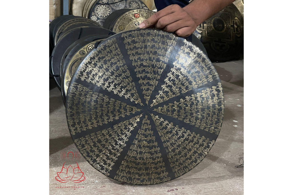 Handmade Tibetan Gong: Tree of Life, Sacred Symbol - Hand-Etched in Nepal