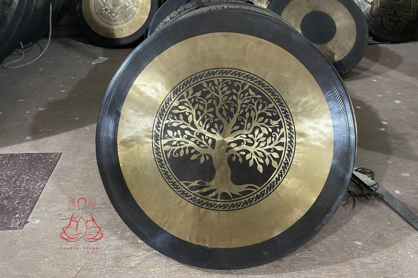 Handmade Tibetan Sound Healing Gong: Etched Sacred Designs, Nepal