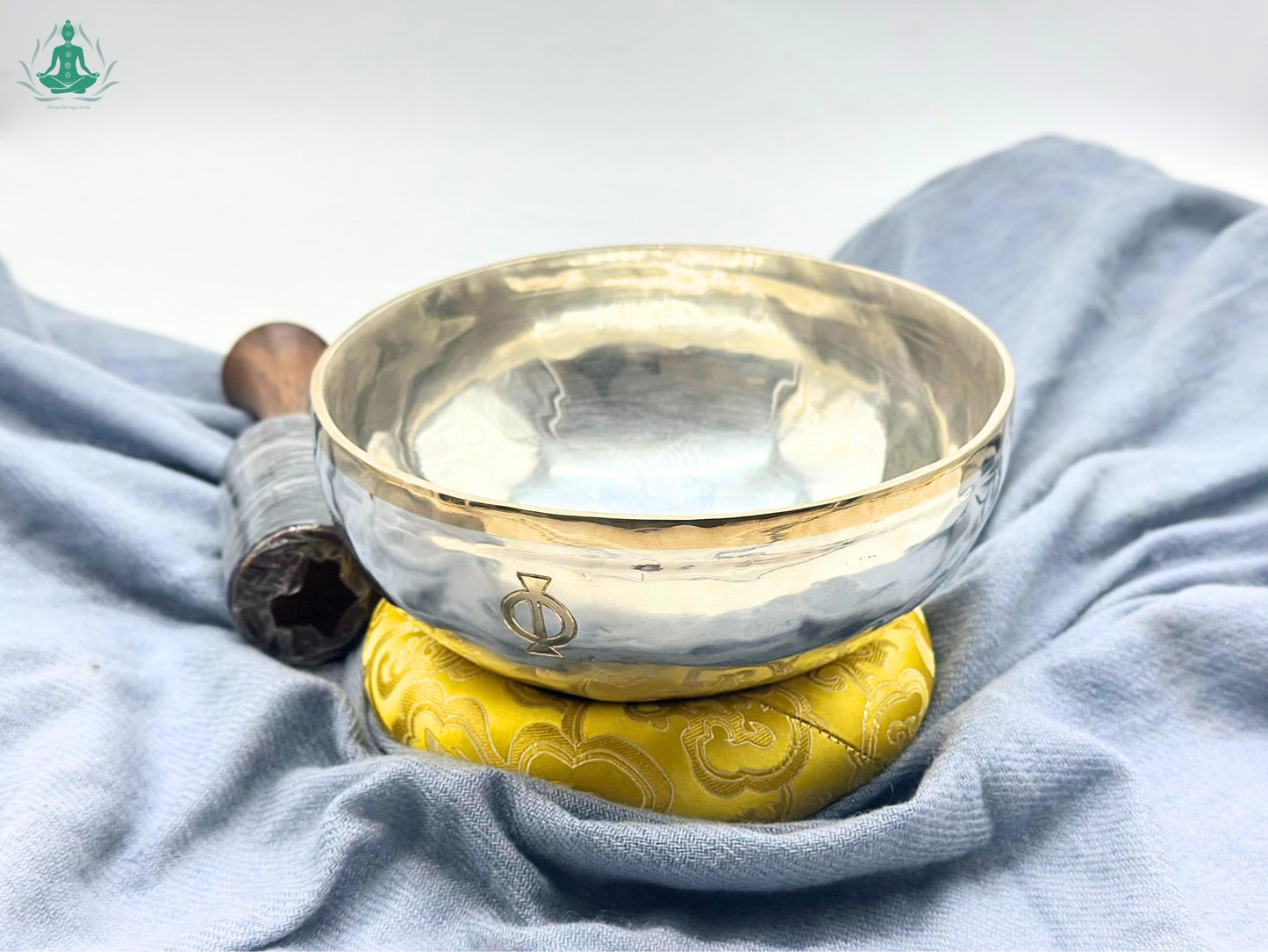 Handmade Silver-Coated Full Moon Singing Bowl: 12" Tibetan Healing The Nada Yoga