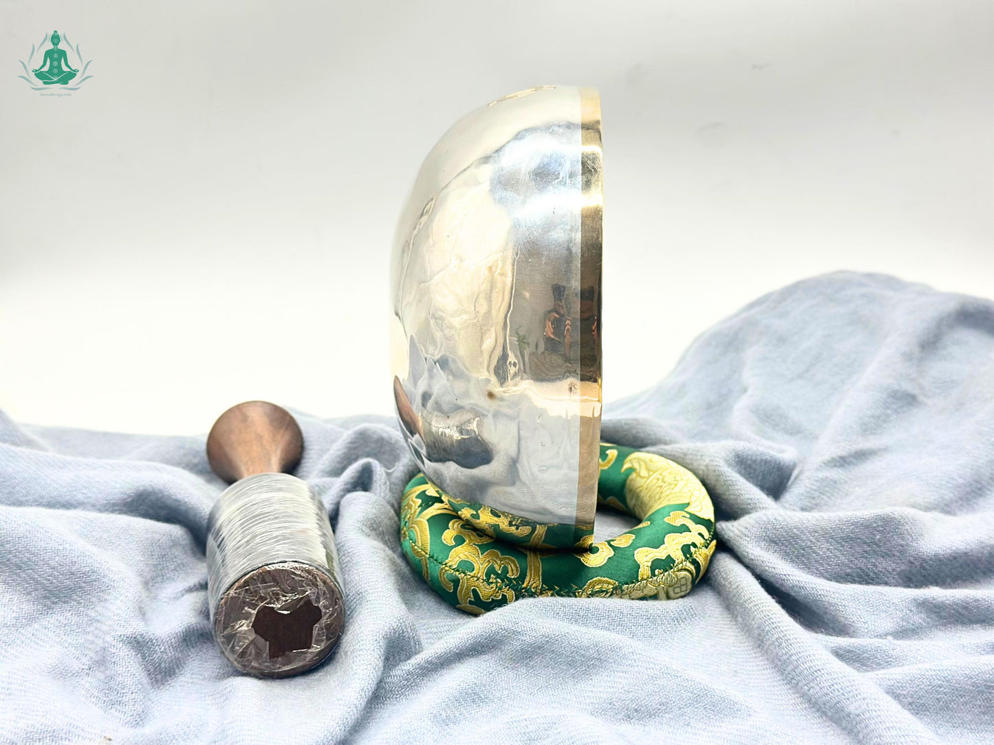 Handmade Silver-Coated Full Moon Singing Bowl: 12" Tibetan Healing The Nada Yoga