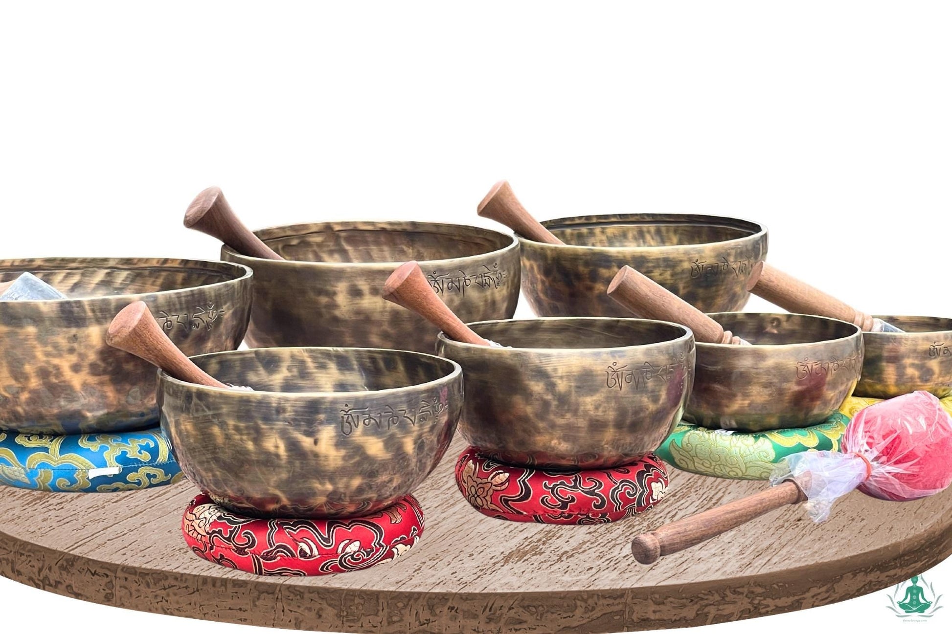 Full Moon Singing Bowl Set: 7 Chakra Healing, Handmade in Nepal The Nada Yoga