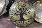 Handmade Tibetan Gong: Tree of Life, Sacred Symbol - Hand-Etched in Nepal