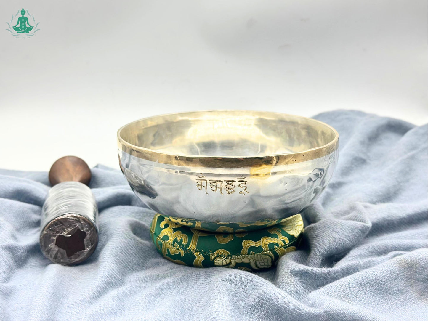 Handmade Silver-Coated Full Moon Singing Bowl: 12" Tibetan Healing The Nada Yoga
