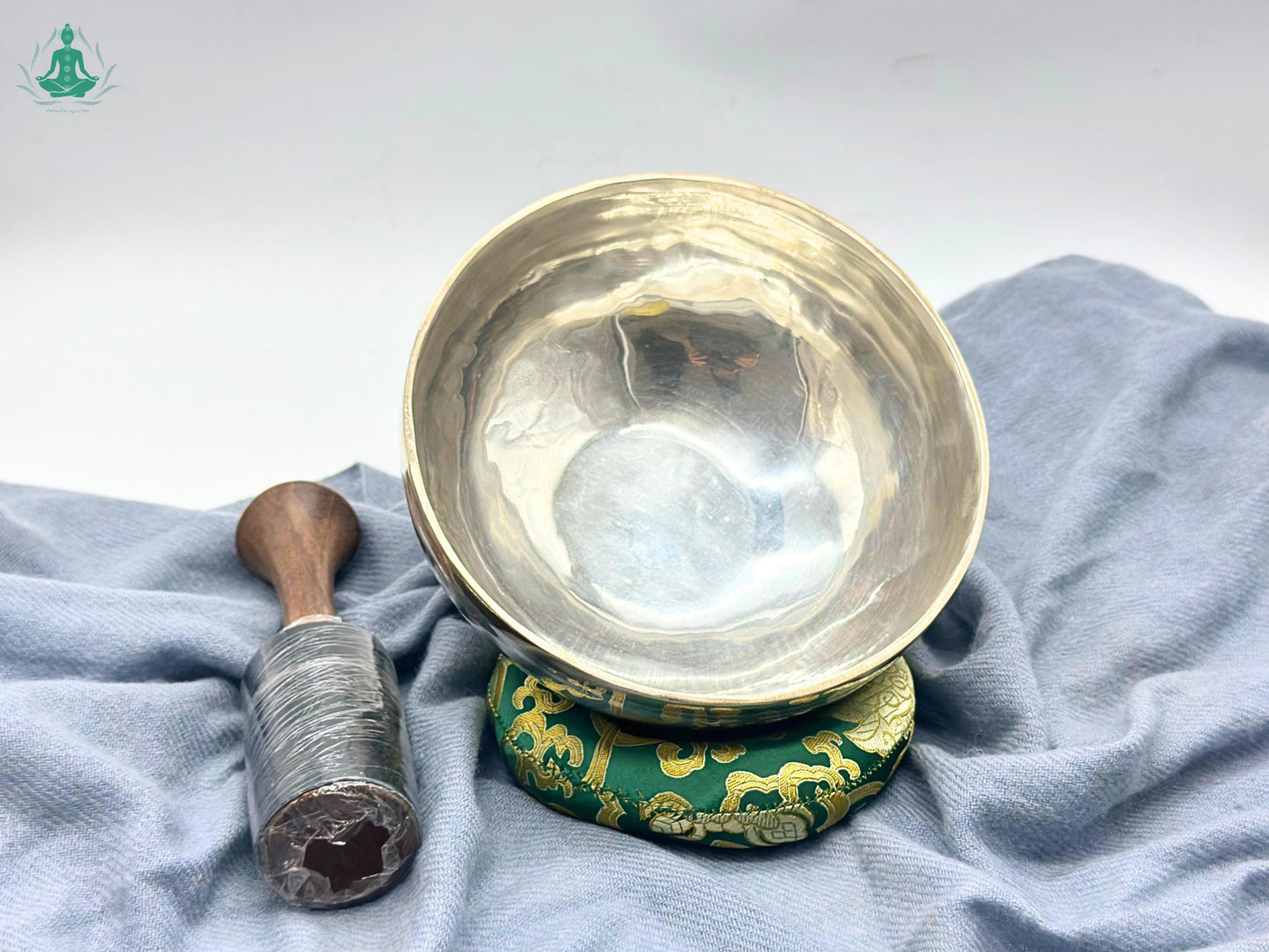 Handmade Silver-Coated Full Moon Singing Bowl: 12" Tibetan Healing The Nada Yoga