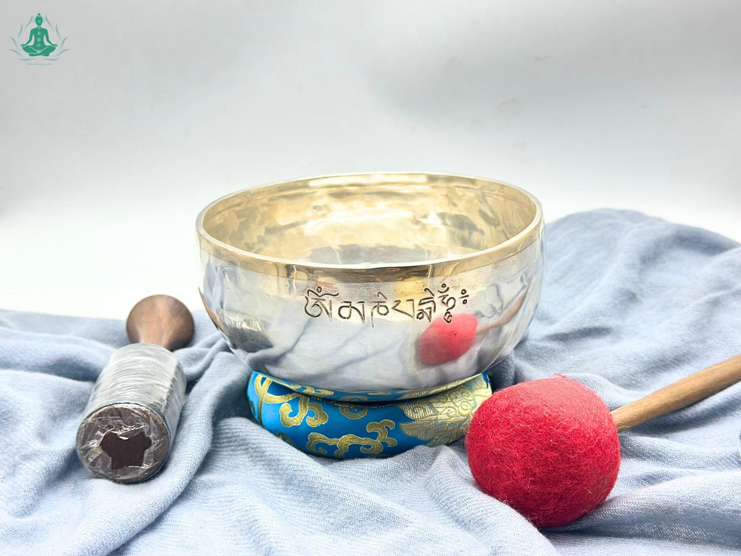 Handmade Silver-Coated Full Moon Singing Bowl: 12" Tibetan Healing The Nada Yoga