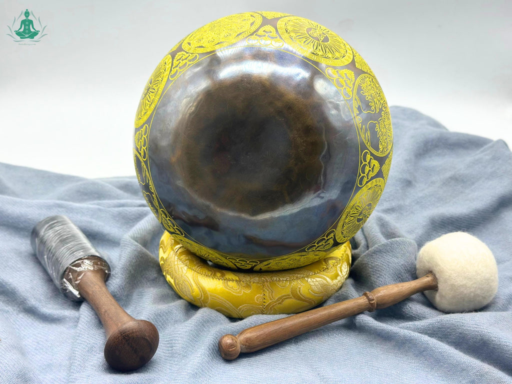 12" Handmade Singing Bowl: Sacred Geometry Mandala, Sound Healing The Nada Yoga