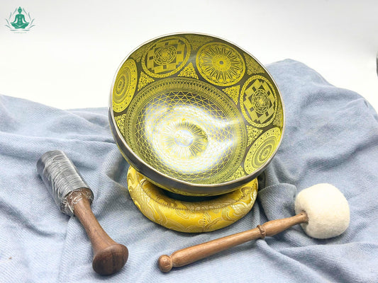 12" Handmade Singing Bowl: Sacred Geometry Mandala, Sound Healing The Nada Yoga