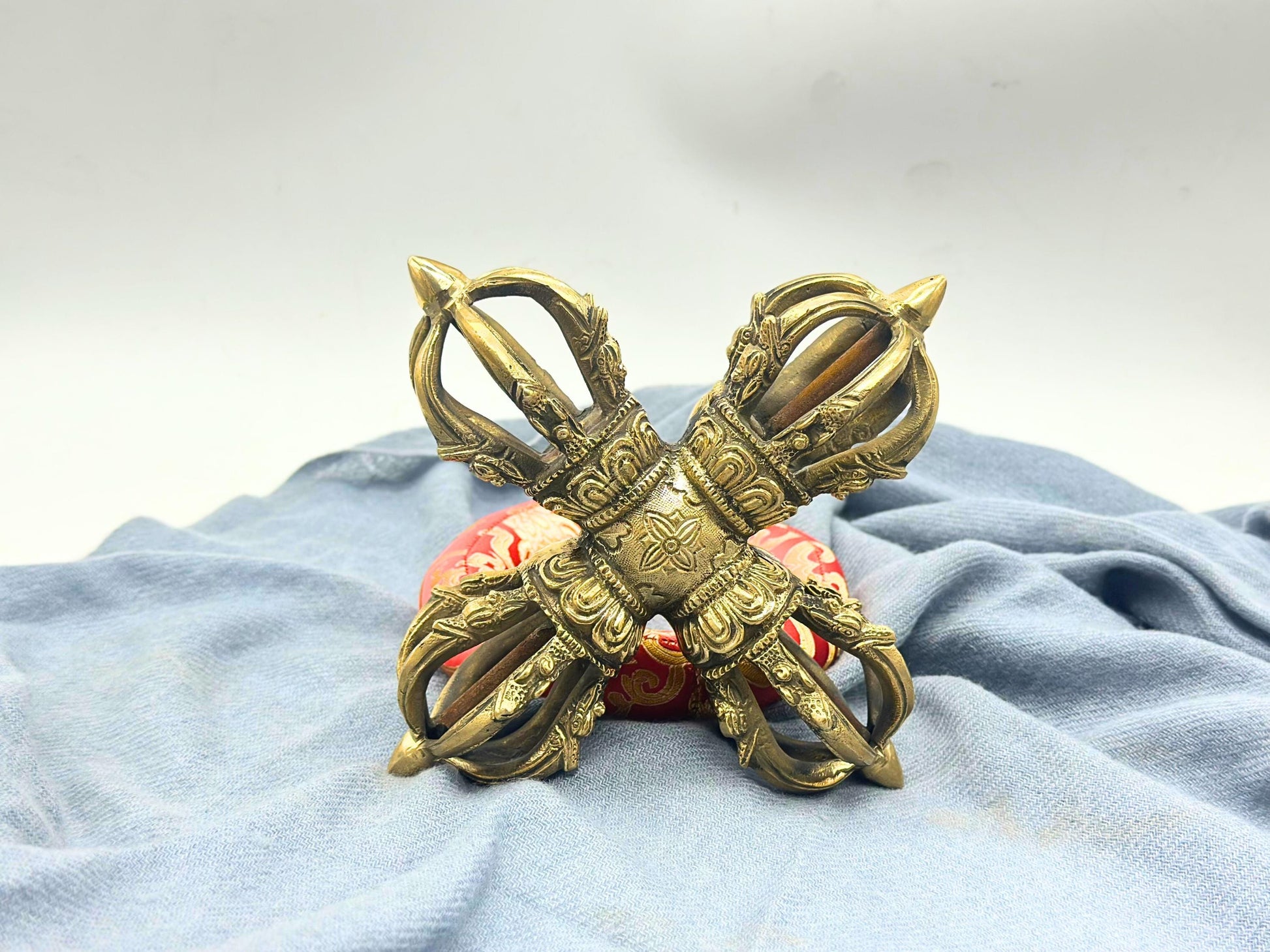 Handmade Brass Bajra: Tibetan Vajra Dorje Ritual Symbol, Nepal The Nada Yoga