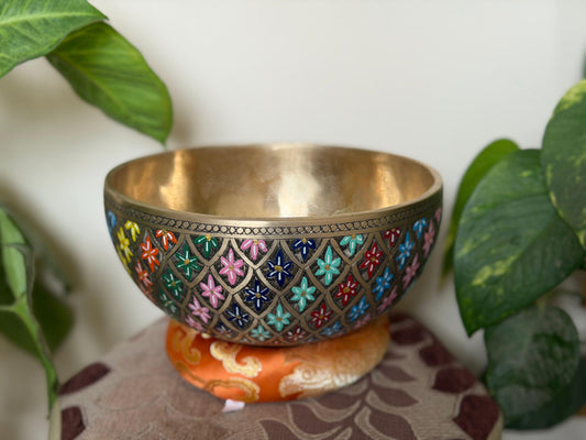 Handmade Colorful Seven Metal Singing Bowl – Made in Nepal