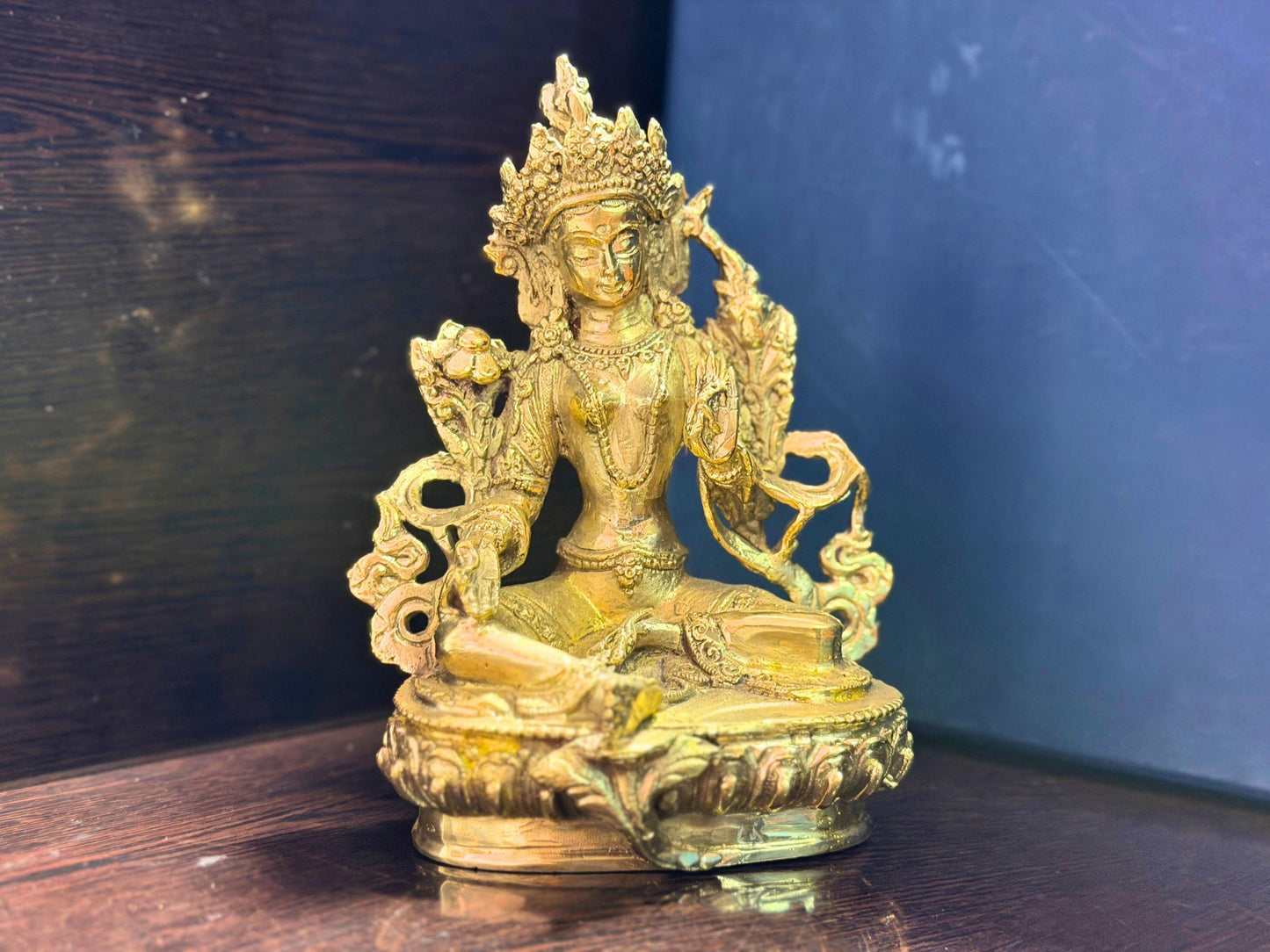 Handmade Brass Goddess Statue – 6 Inch Spiritual Room Décor from Nepal
