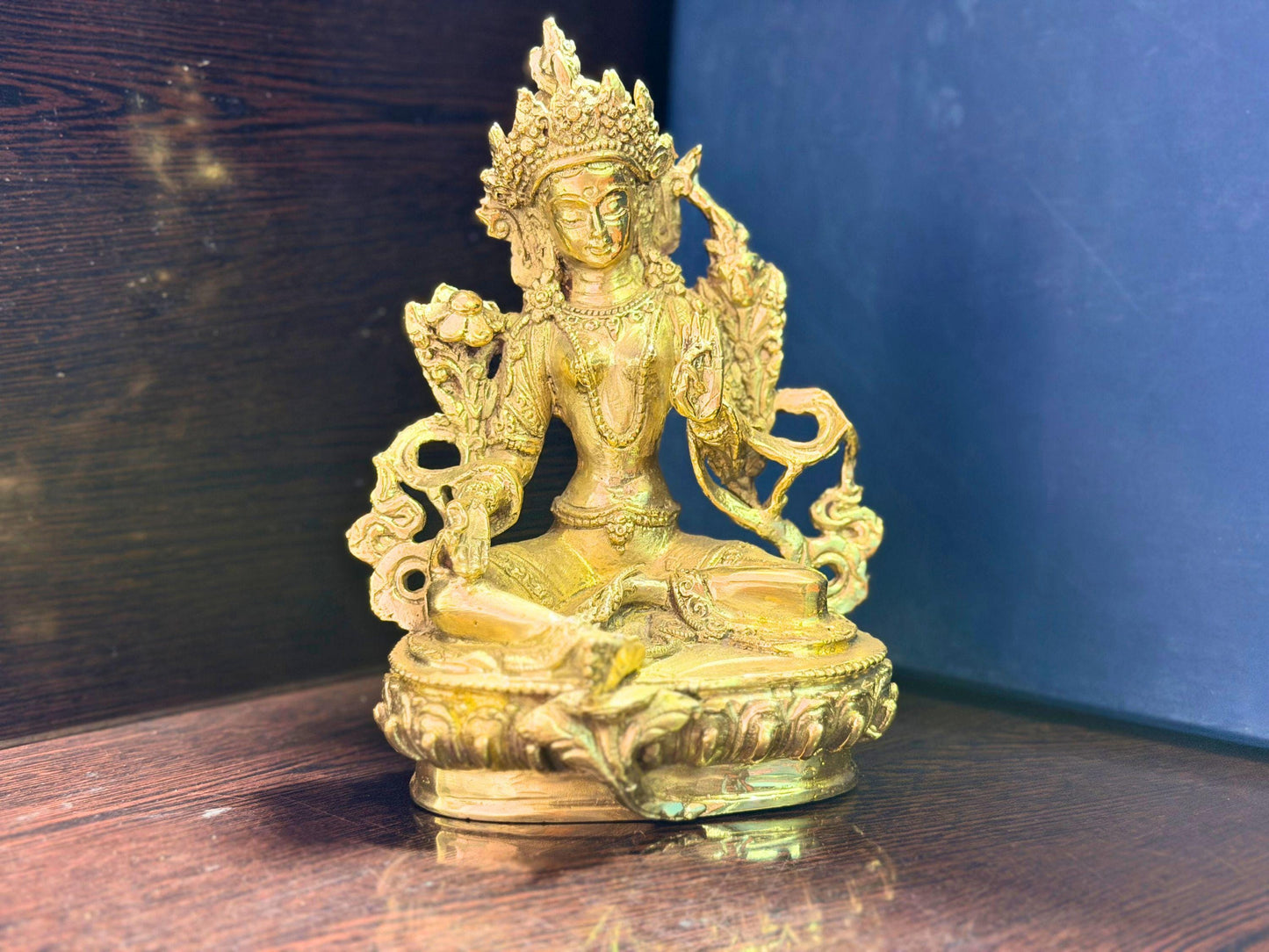 Handmade Brass Goddess Statue – 6 Inch Spiritual Room Décor from Nepal