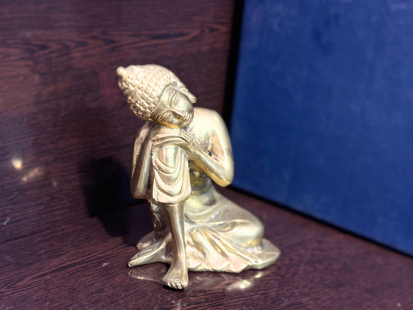 Handmade Brass Resting Buddha Statue – Spiritual Decor for Home & Office
