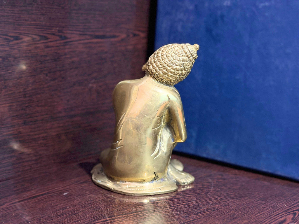 Handmade Brass Resting Buddha Statue – Spiritual Decor for Home & Office