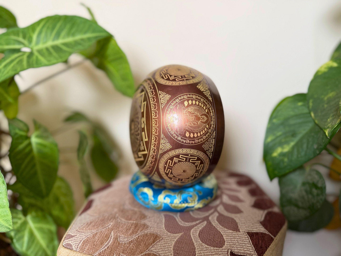 Handmade Tibetan Singing Bowl with Buddha Etching | Chakra Healing Gift