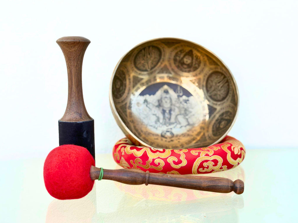 Handmade Shiva Singing Bowl – Seven Metal, Sound Healing, Trishul Design