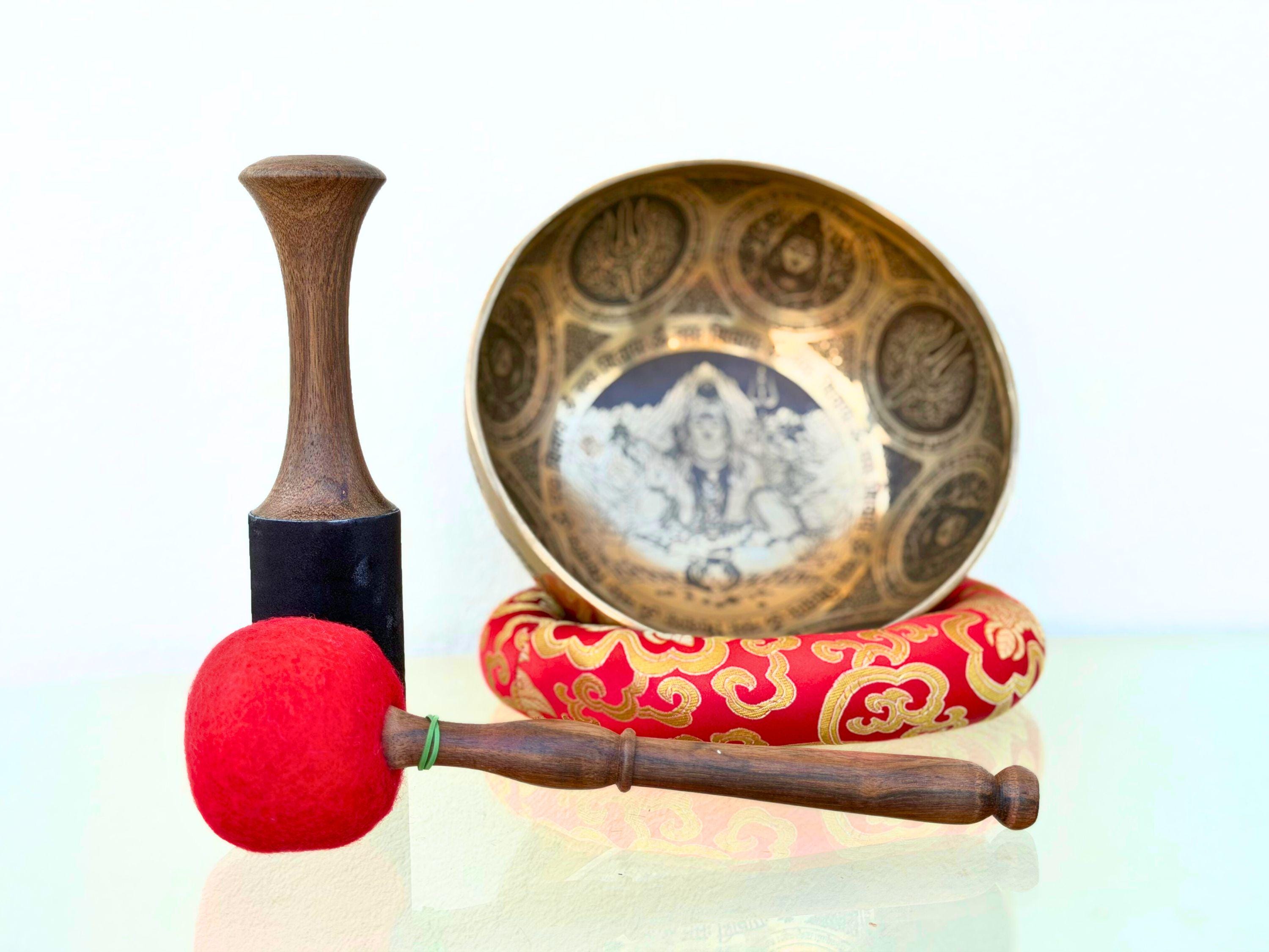 Handmade Shiva Singing Bowl – Seven Metal, Sound Healing, Trishul Design