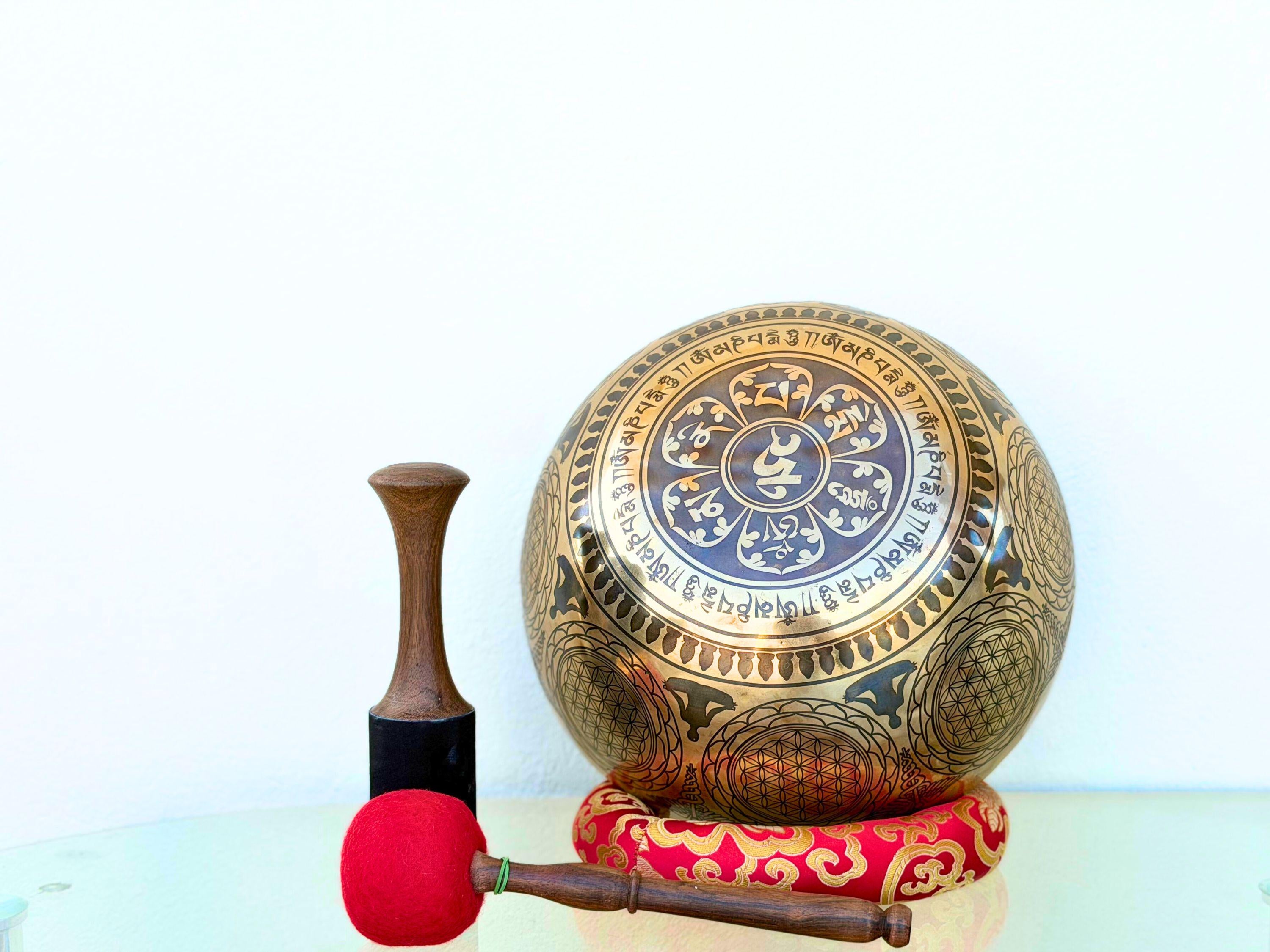Seven Metal Tibetan Singing Bowl – Handcrafted in Nepal | Mandala Engraved Sound Healing & Meditation Bow