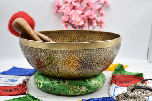 Handmade Buddha Foot Carved Singing Bowl: Tibetan Meditation Sound Bath