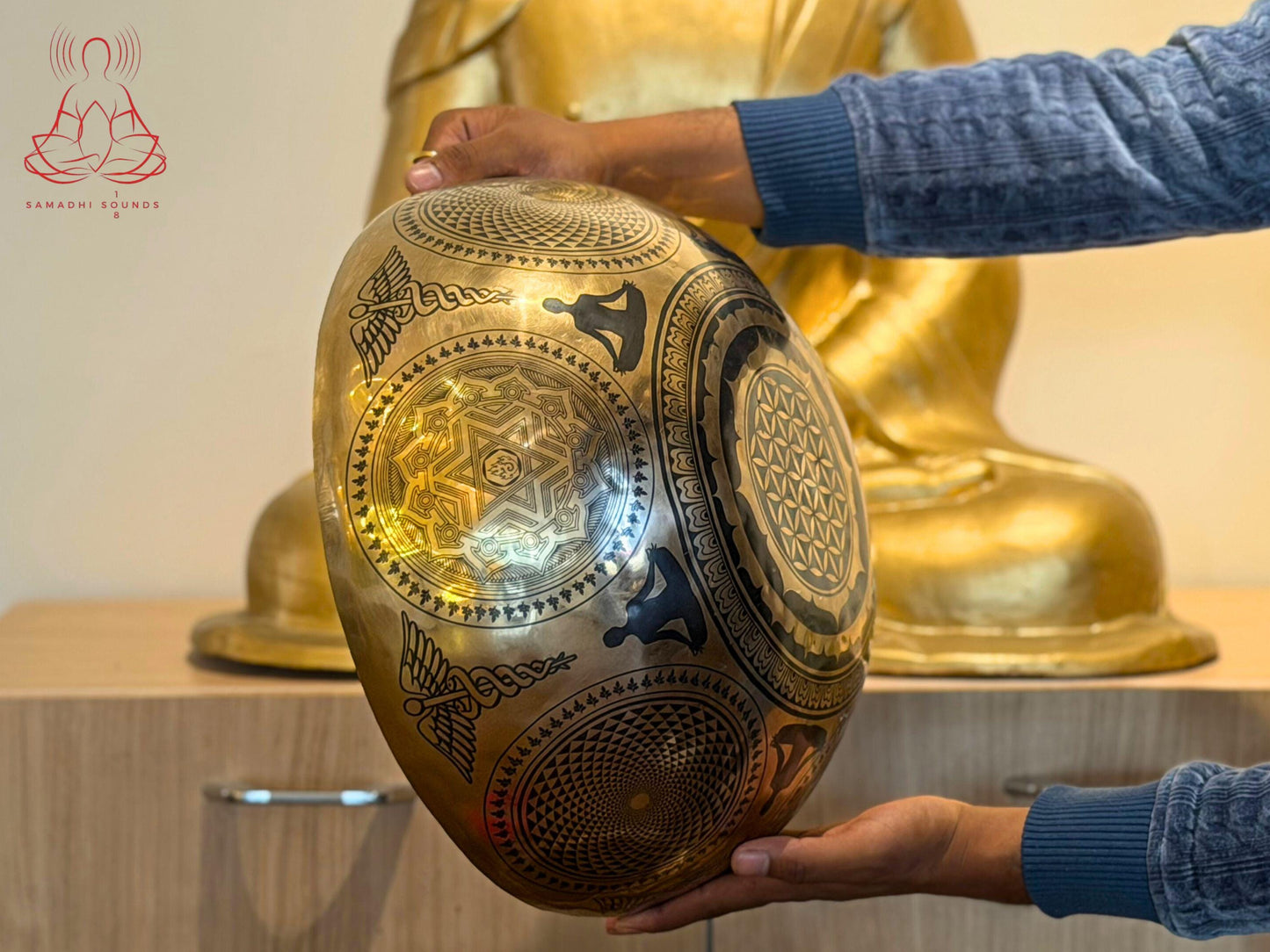 Extra Large "Flower of Life" Hand-Hammered Singing Bowl | Sacred Geometry Master Healing Bowl