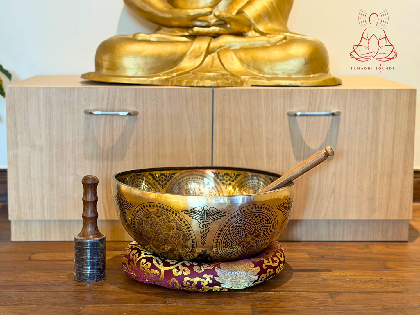 Extra Large "Flower of Life" Hand-Hammered Singing Bowl | Sacred Geometry Master Healing Bowl