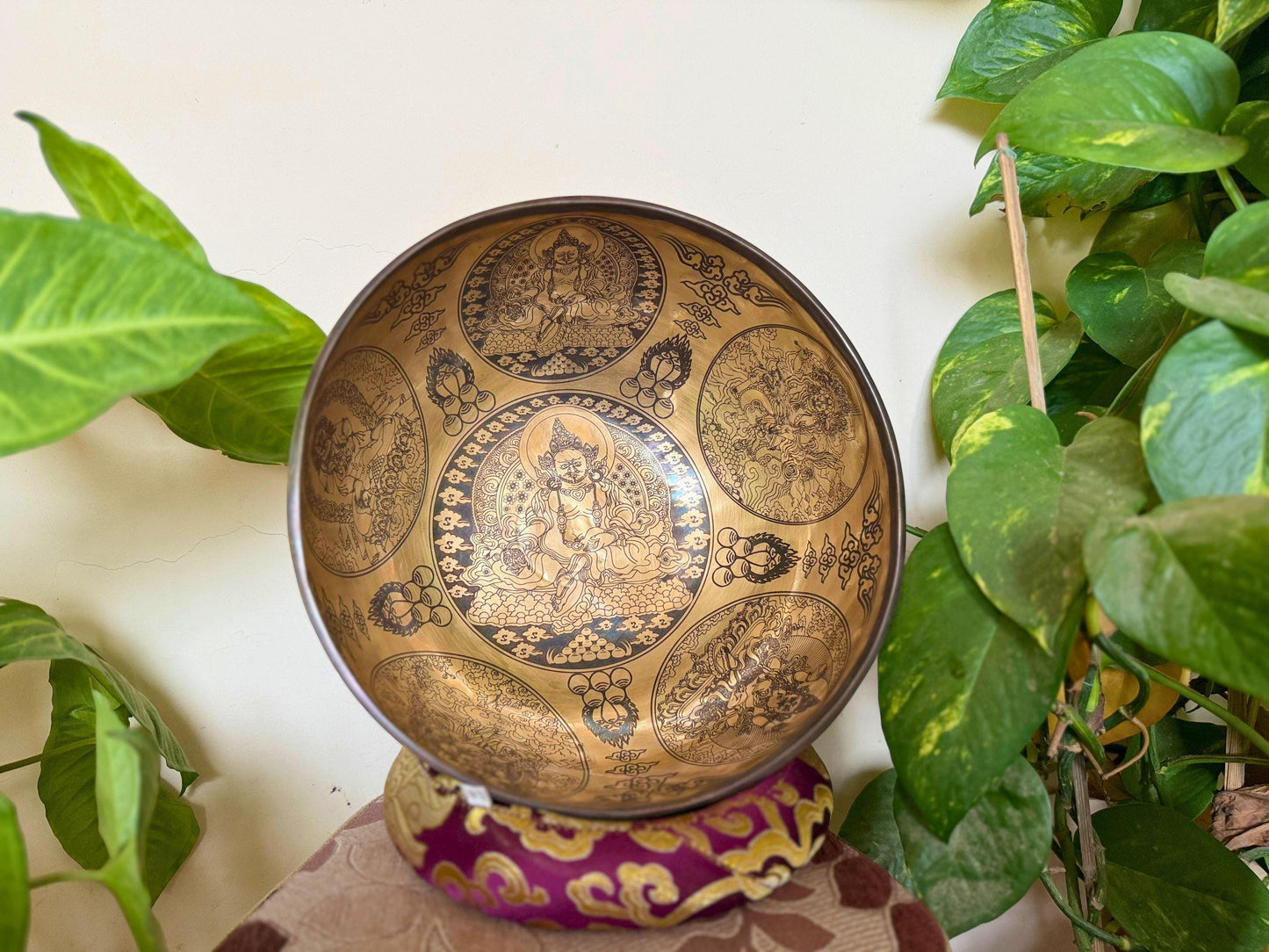 Handmade Green Tara Singing Bowl – Seven Metal Tibetan Sound Bowl | Crafted in Nepal